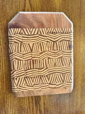 Patterned End Grain Wooden Cutting Board - Natural Wood